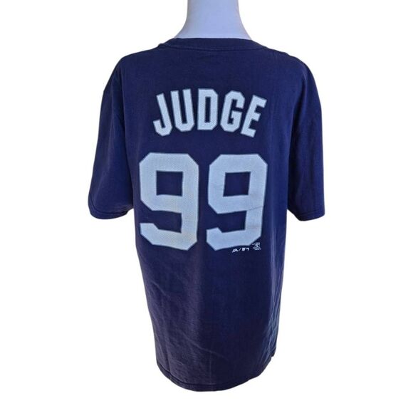 Majestic New York Yankees Judge 99 Mens Size Large Navy T-shirt - Picture 4 of 7